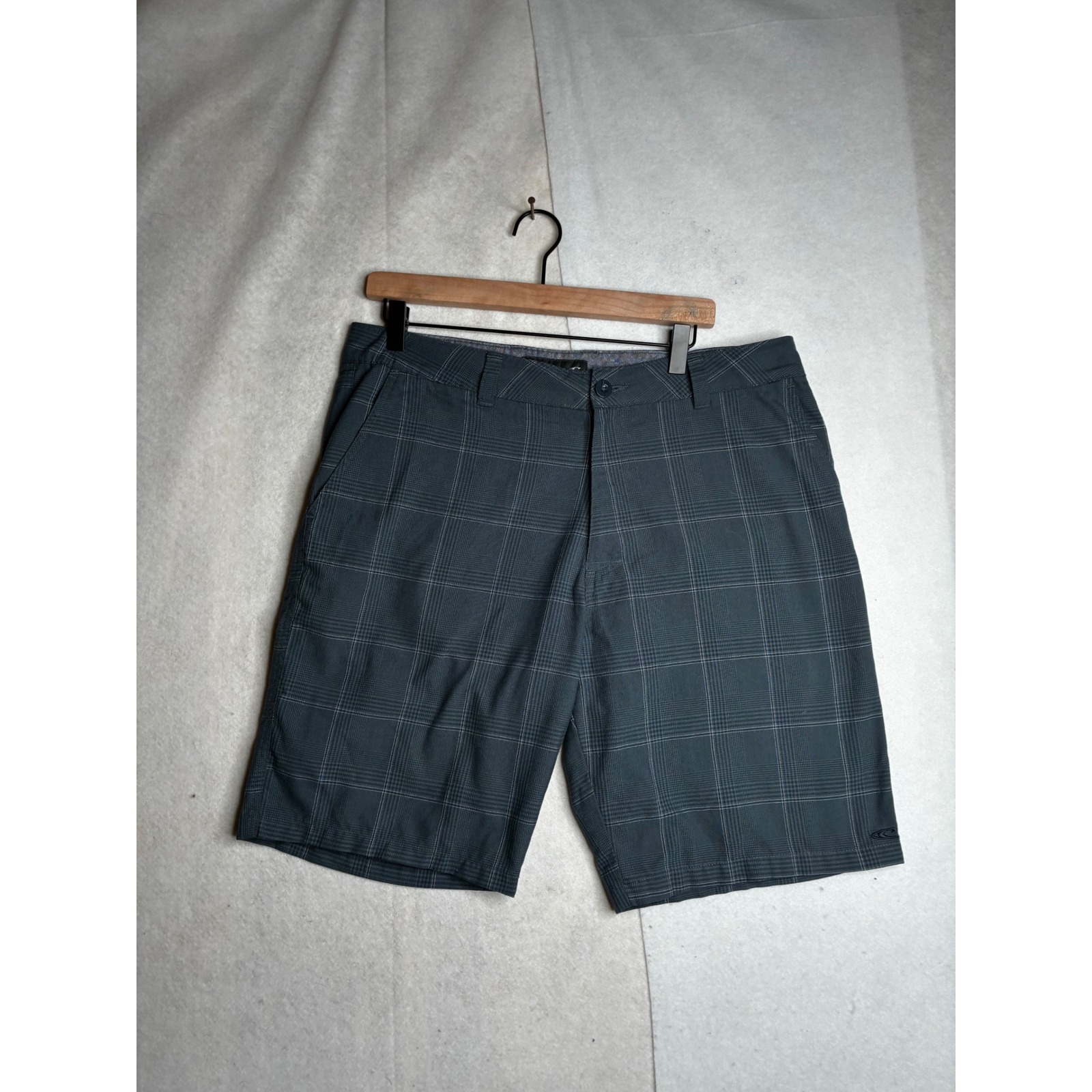 Oneill Mens Hybrid Shorts Grey Plaid Boardshorts Size 34 Rn 85773